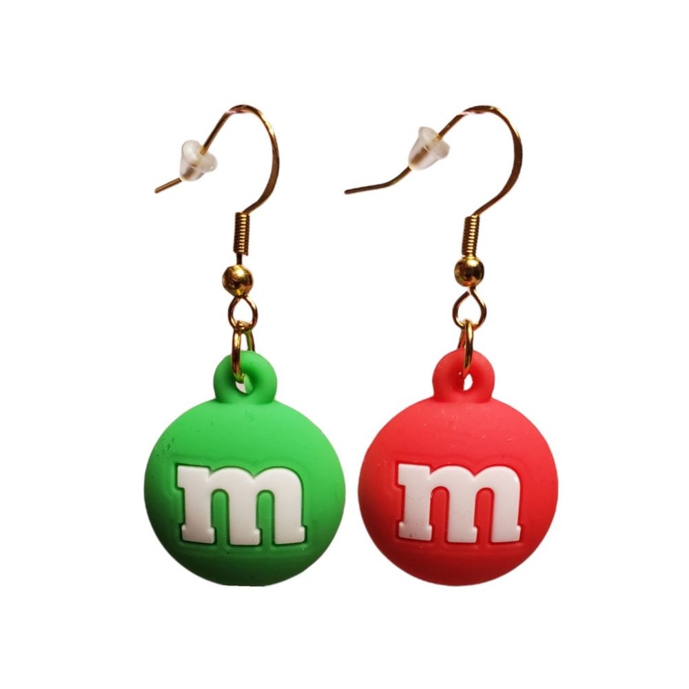 🎄3 FOR $20🎄Handmade Silicone M & M Dangle Earrings. Comes with Box.